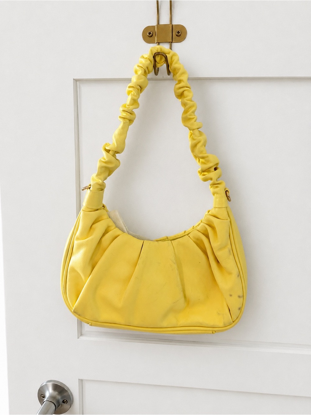 Aqua Yellow Ruched Shoulder Bag